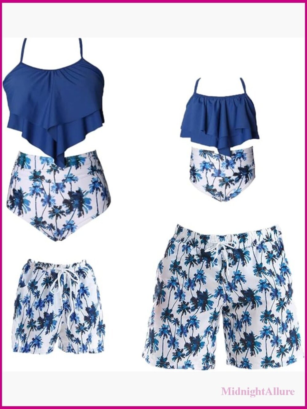 Women's Bikini Set with Matching Swim Trunks for Family Beach Summer